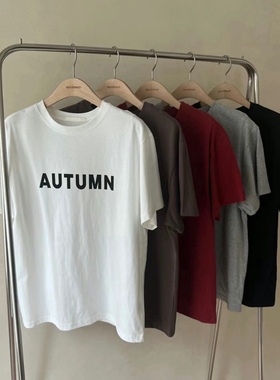 现~韩国东大门代购self service2024春宽松圆领字母印花短袖T恤女