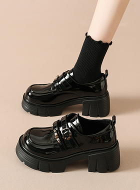2026春季新款松糕厚底英伦风小皮鞋女小个子7cm增高单鞋女乐福鞋