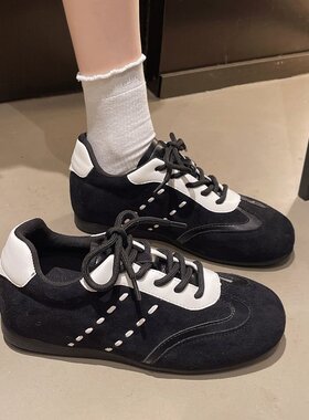 复古德训鞋女3cm内增高春季百搭拼色系带运动休闲鞋透气阿甘鞋潮