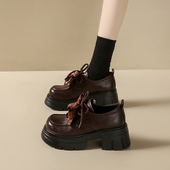 2026春季 系带蝴蝶结学院风粗跟单鞋 英伦风小皮鞋 松糕厚底玛丽珍鞋