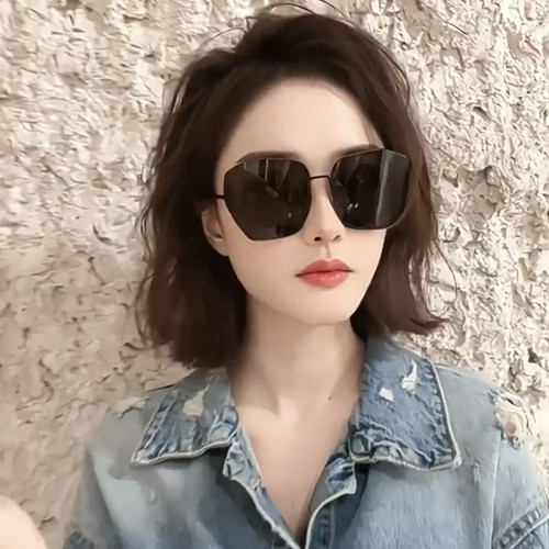 墨镜女防紫外线无框素颜太阳镜时尚圆脸大脸显瘦遮阳眼镜2026新款
