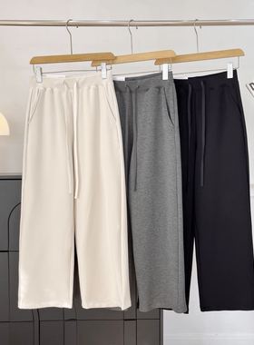 女装混纺松紧长裤/休闲保暖裤弹力直筒裤垂感显瘦加绒裤子486965