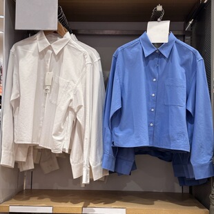 女装牛津纺箱型条纹衬衫长袖衬衣休闲薄外套475718/479974/484928