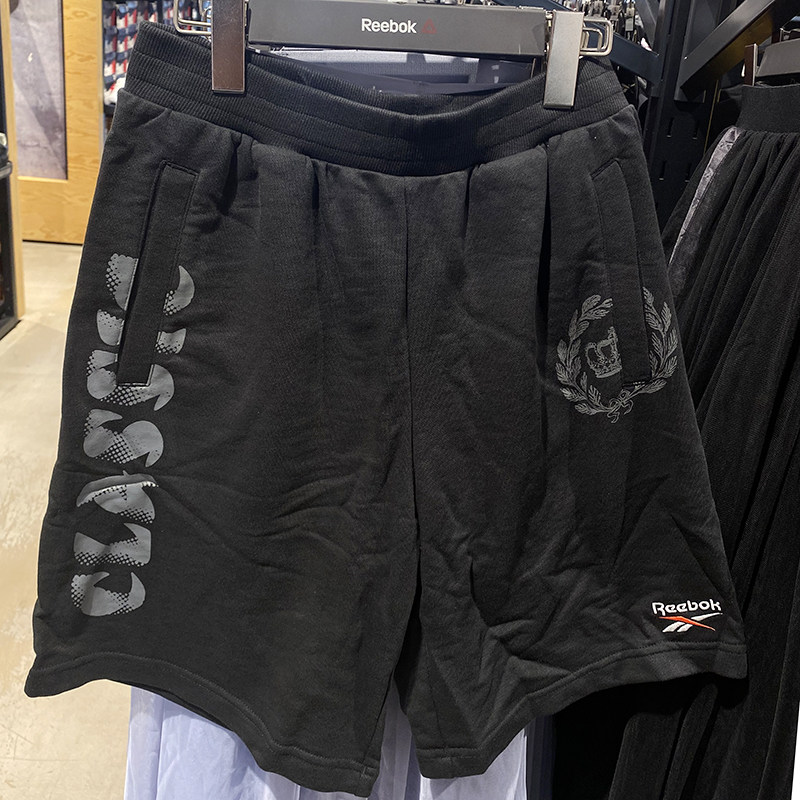 Reebok锐步皇冠男子运动透气经典刺绣小标休闲短裤毛圈FU1853
