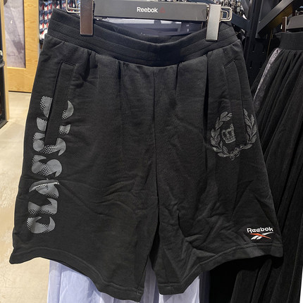 Reebok锐步皇冠男子运动透气经典刺绣小标休闲短裤毛圈FU1853