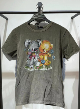 ZA2024秋冬新品 女装 动物印花水洗效果圆领短袖 T 恤 5644959