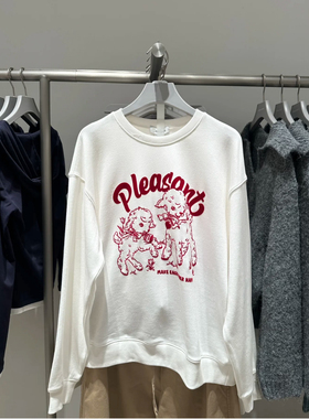 刺绣卫衣2025冬季新款女装休闲撞色字母印花小羊刺绣卫衣