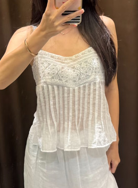 欧美2026夏季新装V领休闲法式修身显瘦刺绣吊带上衣 4387102 700