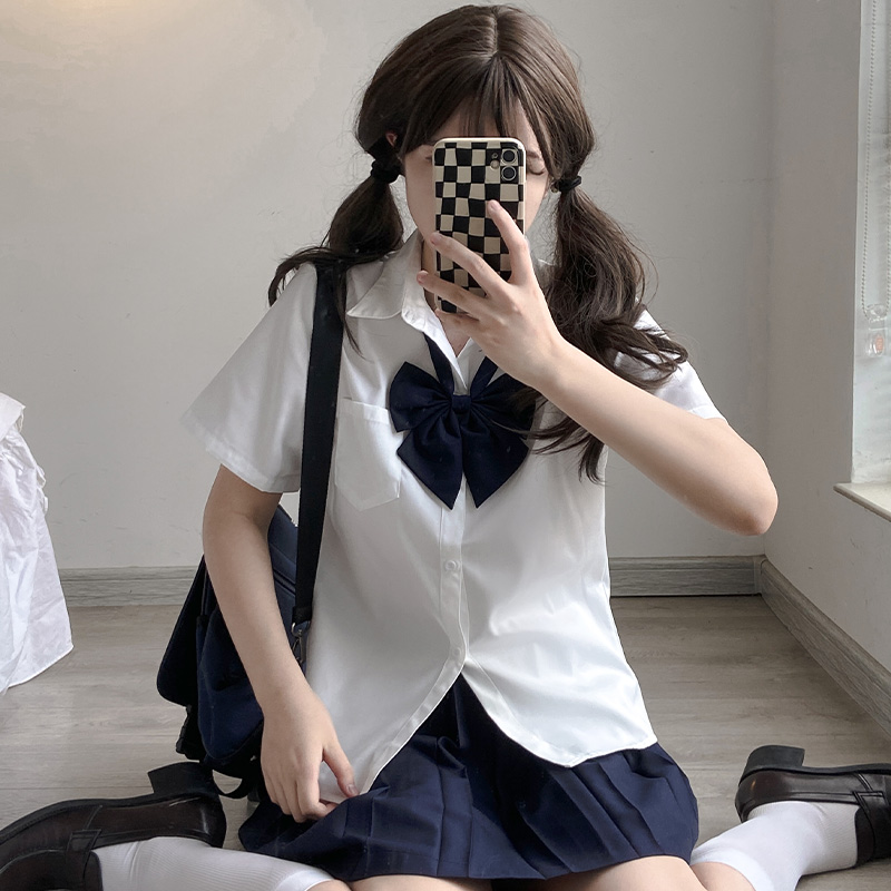 青月社原创JK制服短袖基础款白衬衫女学院风夏季内搭日系学生衬衣