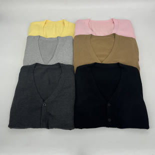 针织衫 日系原创秋冬JK制服学院风薄款 外套 毛衣 青月社纯色V领开衫