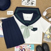 青月社青野水手服绀领三本JK制服日系原创学院风甜妹校服短袖 套装