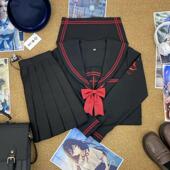 青月社原创十字圣歌刺绣款 酷妹风黑色水手服日系学院风JK制服套装