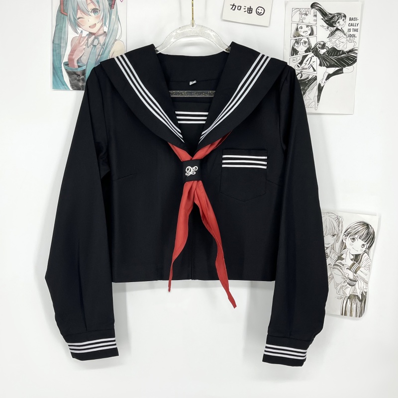 青月社改良黑三本水手服JK制服