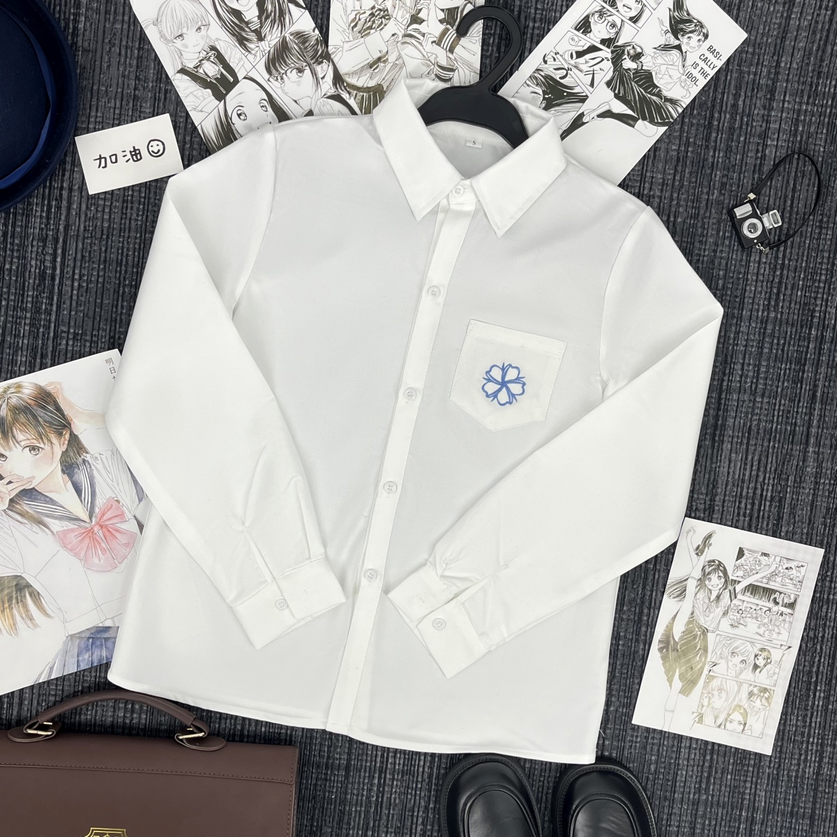 青月社小栀芽刺绣款白衬衫