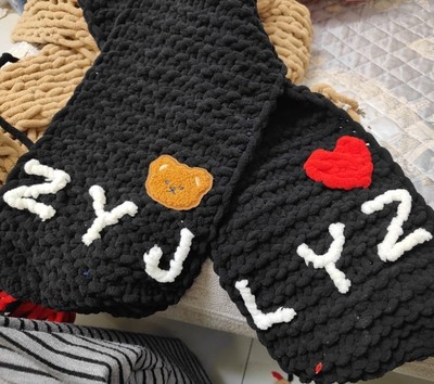 手织围巾成品节日创意礼品纯手工编织围巾送男友女友家人定制礼物