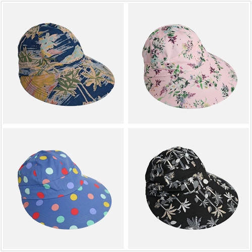 全棉印花大檐帽子女款粉色波点防晒遮阳春夏秋北欧骑行旅游沙滩 - 封面