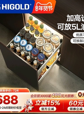 HIGOLD/悍高厨房拉篮抽屉式不锈钢调味拉篮调料架双层调味篮