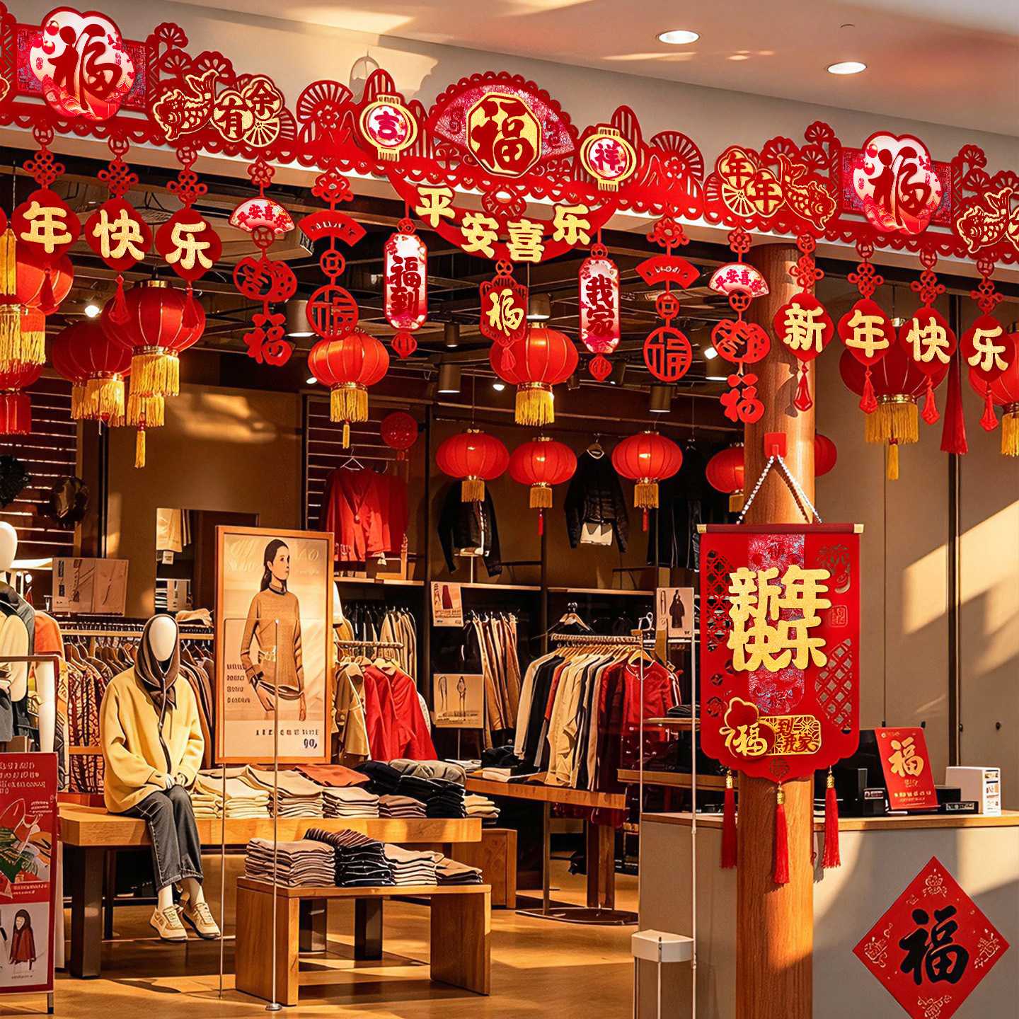 羊年元旦春节门楣拉花挂饰