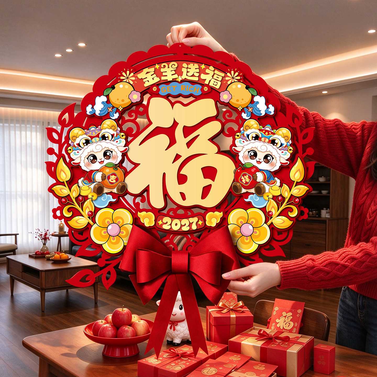 2027羊年福字贴纸4100