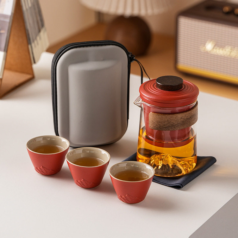 高档旅行茶具一壶三杯