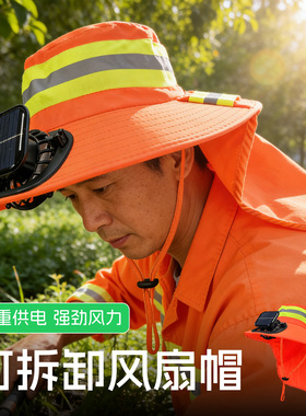太阳能降温户外风扇帽