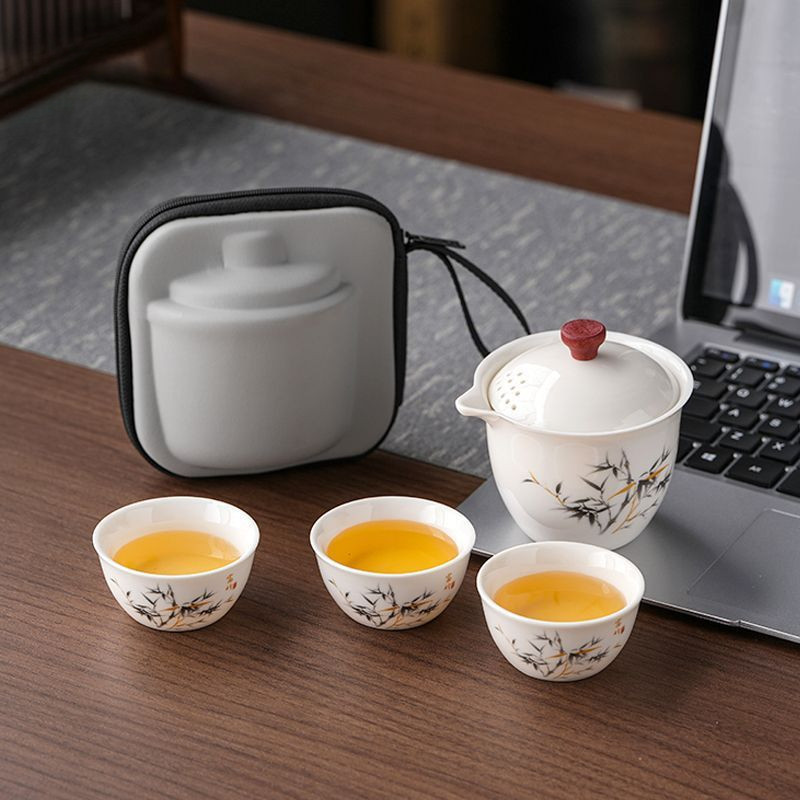 露营白瓷手抓壶盖碗茶具