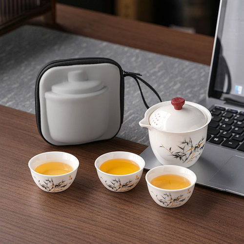 露营白瓷手抓壶盖碗茶具