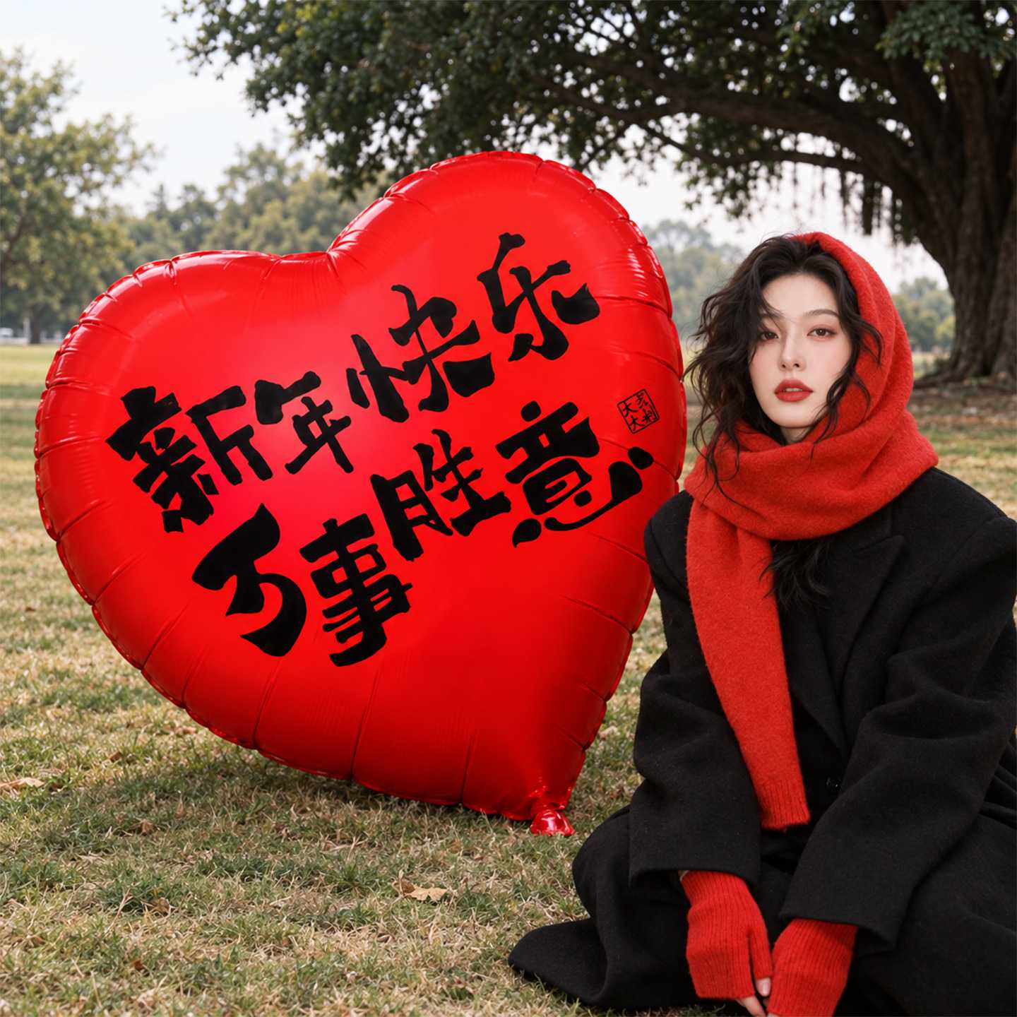 2027新年快乐羊年气球堆堆盒