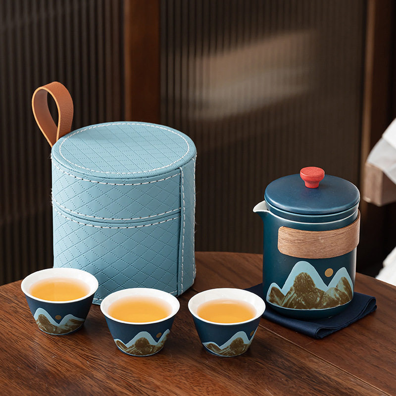 国潮德化白瓷便携茶具