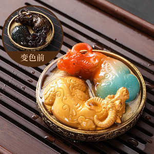 变色茶宠牛转乾坤貔貅托盘