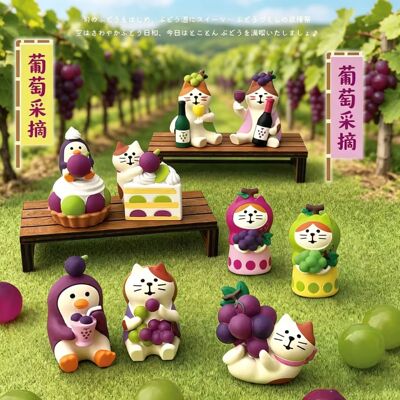 日式猫葡萄摆件 ZAKKA 家居创意手办潮玩治愈可爱树脂装饰摆件