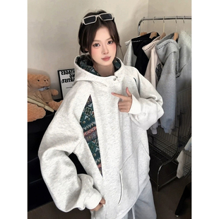 民族风重工刺绣卫衣男女2025秋季款撞色设计感重磅硬挺外套连帽衫