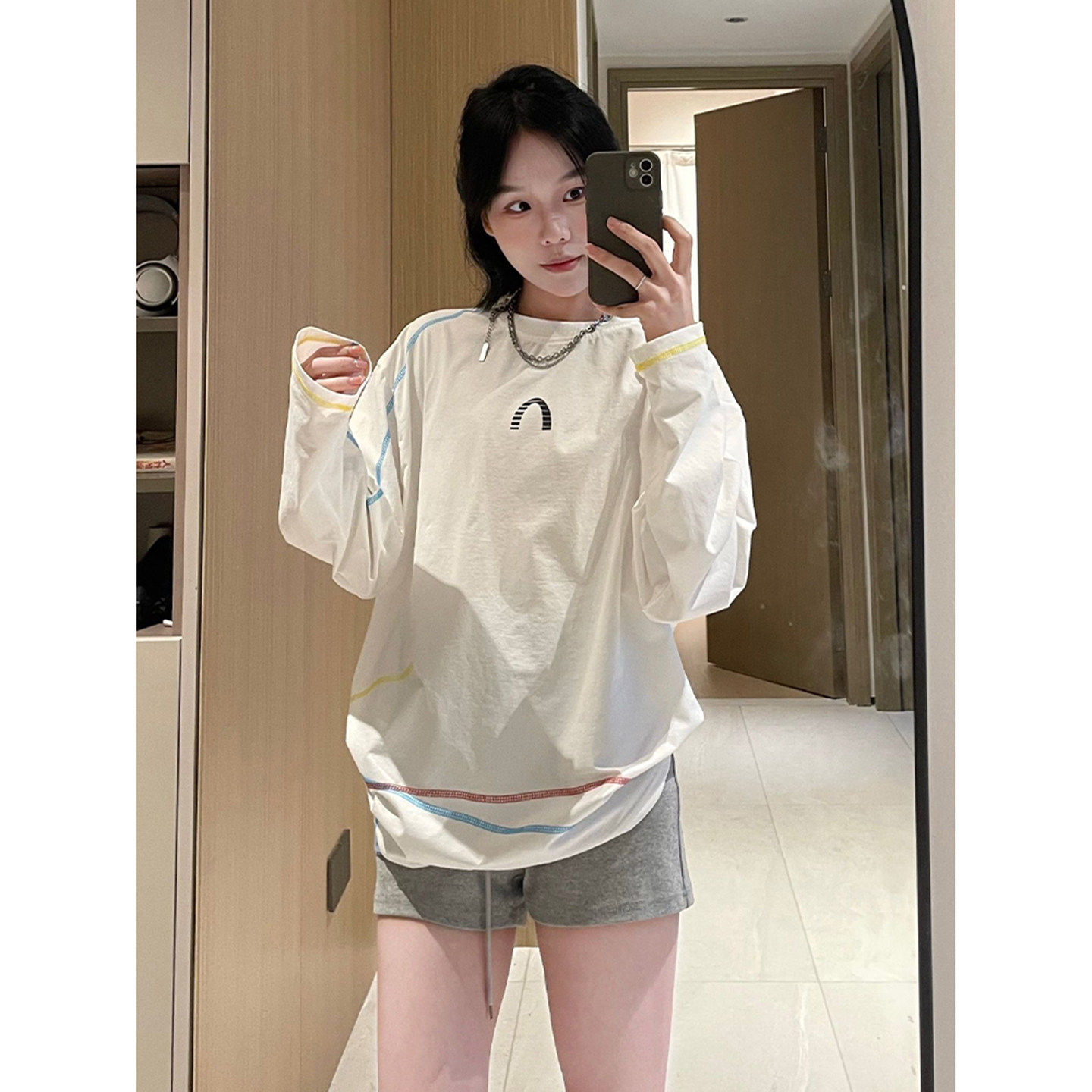 美式速干长袖t恤男女夏薄款户外运动羽毛球上衣设计感防晒骑行服