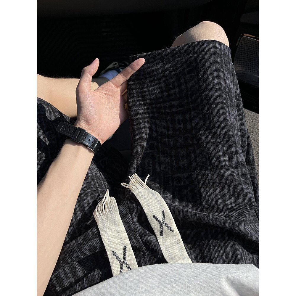 美式扎染格子短裤男款春夏季运动跑步健身卫裤透气高级感五分裤子