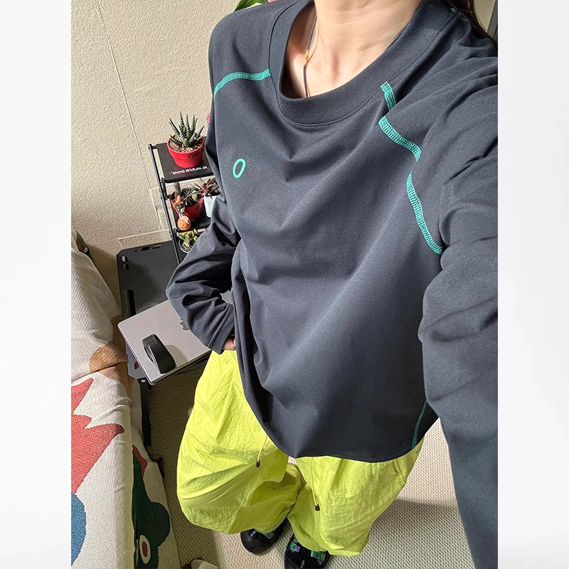 深灰色冰丝速干t恤男女夏季薄款户外长袖防晒服羽毛球运动骑行服