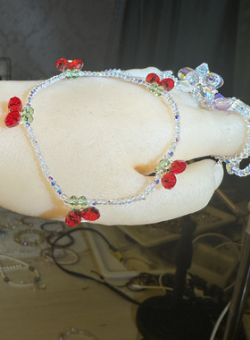 奥地利进口水晶米珠樱桃手链女2024年新款时尚百搭手串甜美手饰