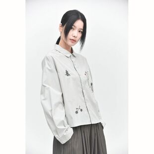 】【衬衫设计早春原创装饰长袖3182手工还有山刺绣扣#小众童趣