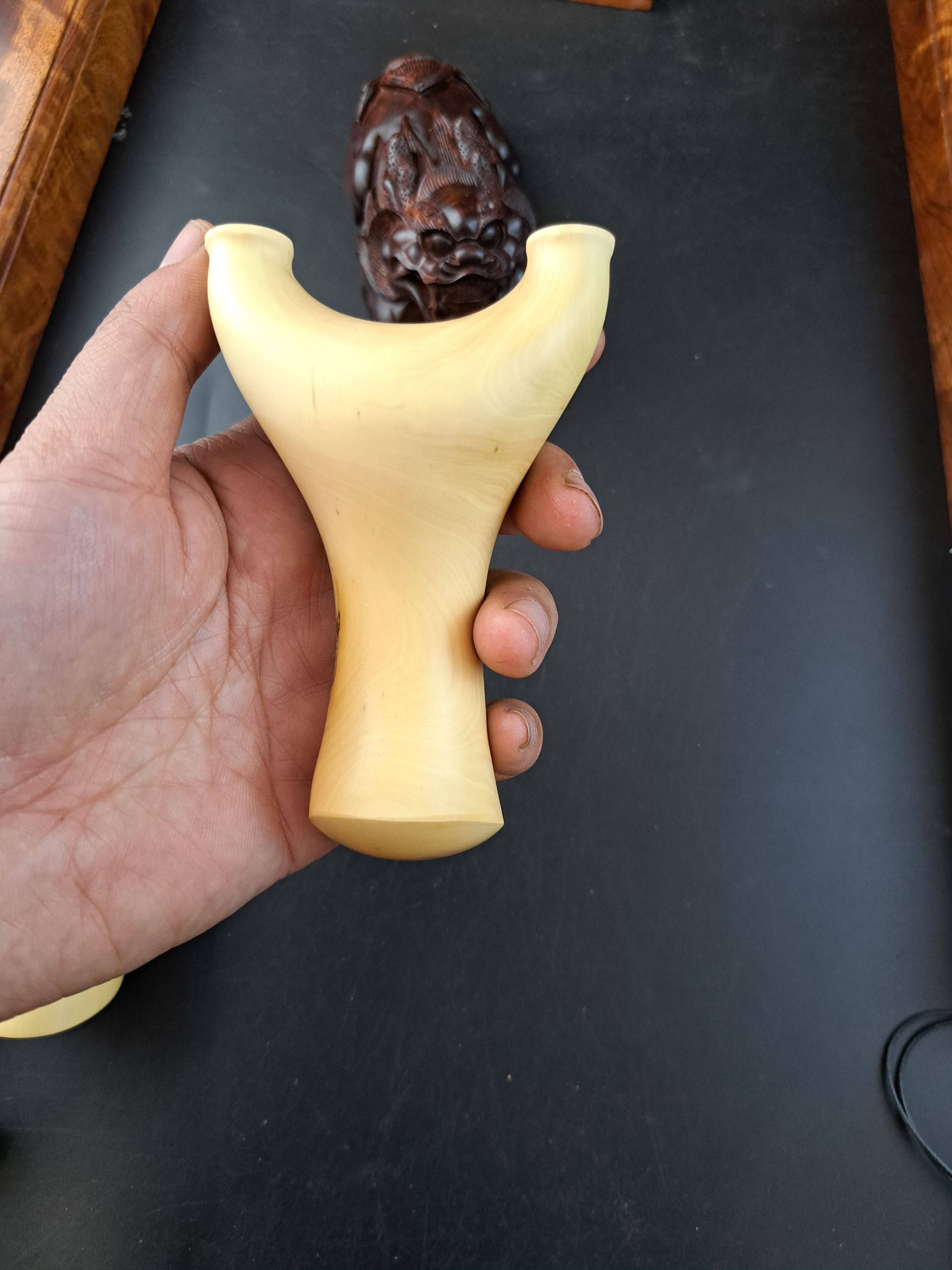 小叶黄杨木质细腻留疤款75弓门短臂动力飞虎弹弓原木竞技户外弹弓