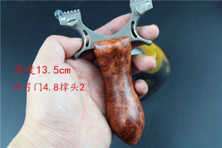 手工花梨影圆手柄蚂蚁追龙超弹弓实木瘿瘤鸡米花珍惜花纹钛合金弓
