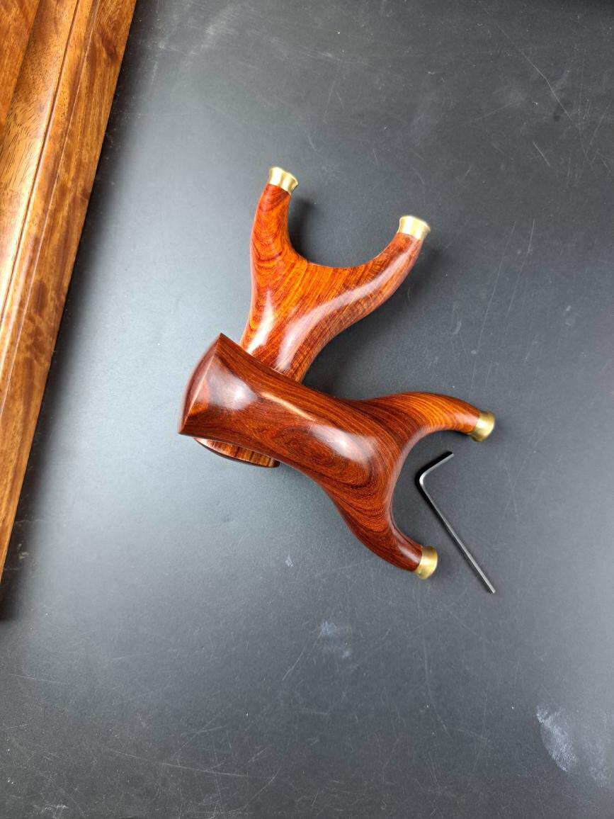 红酸枝快压免绑弹弓纯实木75弓门经典飞虎快压户外精准红木弹弓