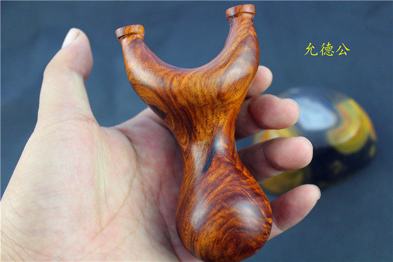 老挝大红酸枝紫檀太行崖柏牛角胖飞虎弹弓把玩收藏实用礼品弹弓