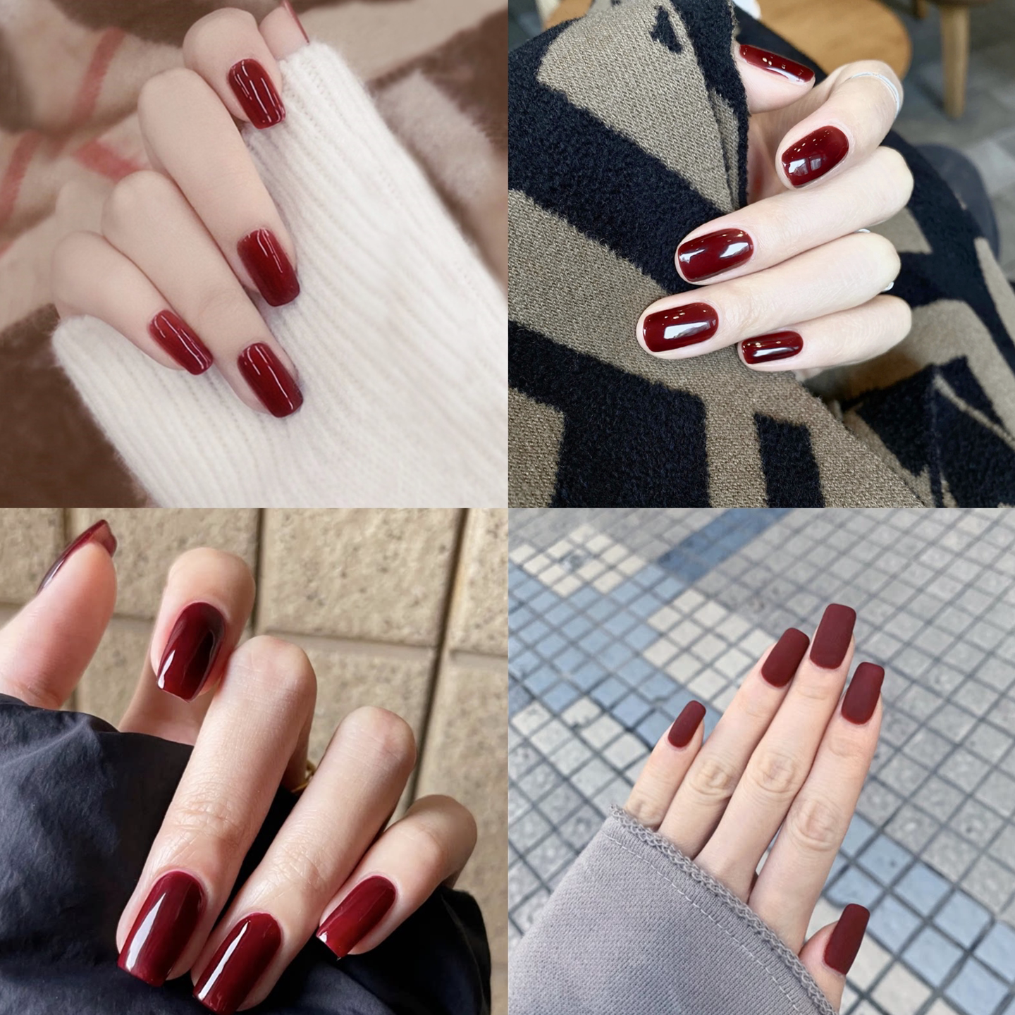 气质纯色穿戴甲日常显白中长方型假指甲24片简约欧美风辣妹美甲片