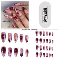 Almond-pointed white French impatiens dress nail, elegant cross-border American hot girl fake nail patch finished nail sheet thumbnail 3