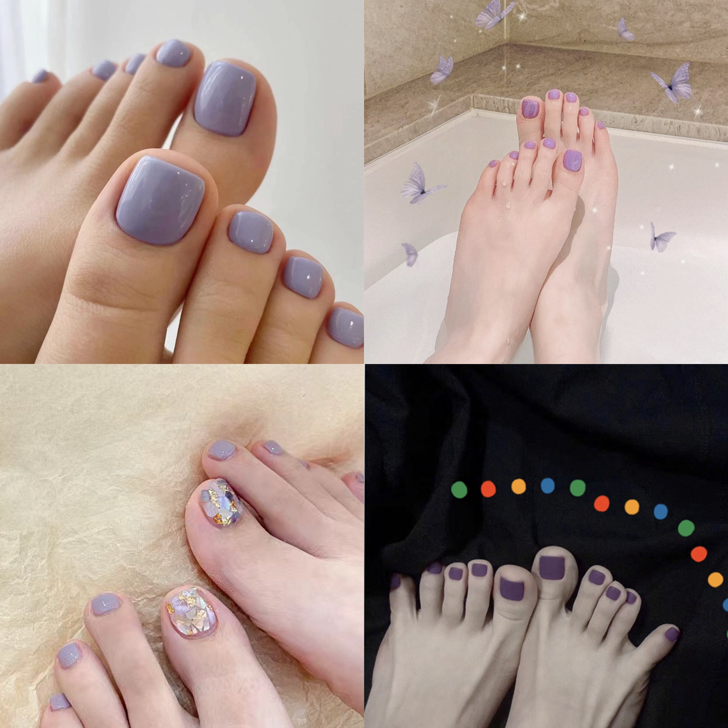 葡萄紫色脚趾穿戴美甲贴nail成品