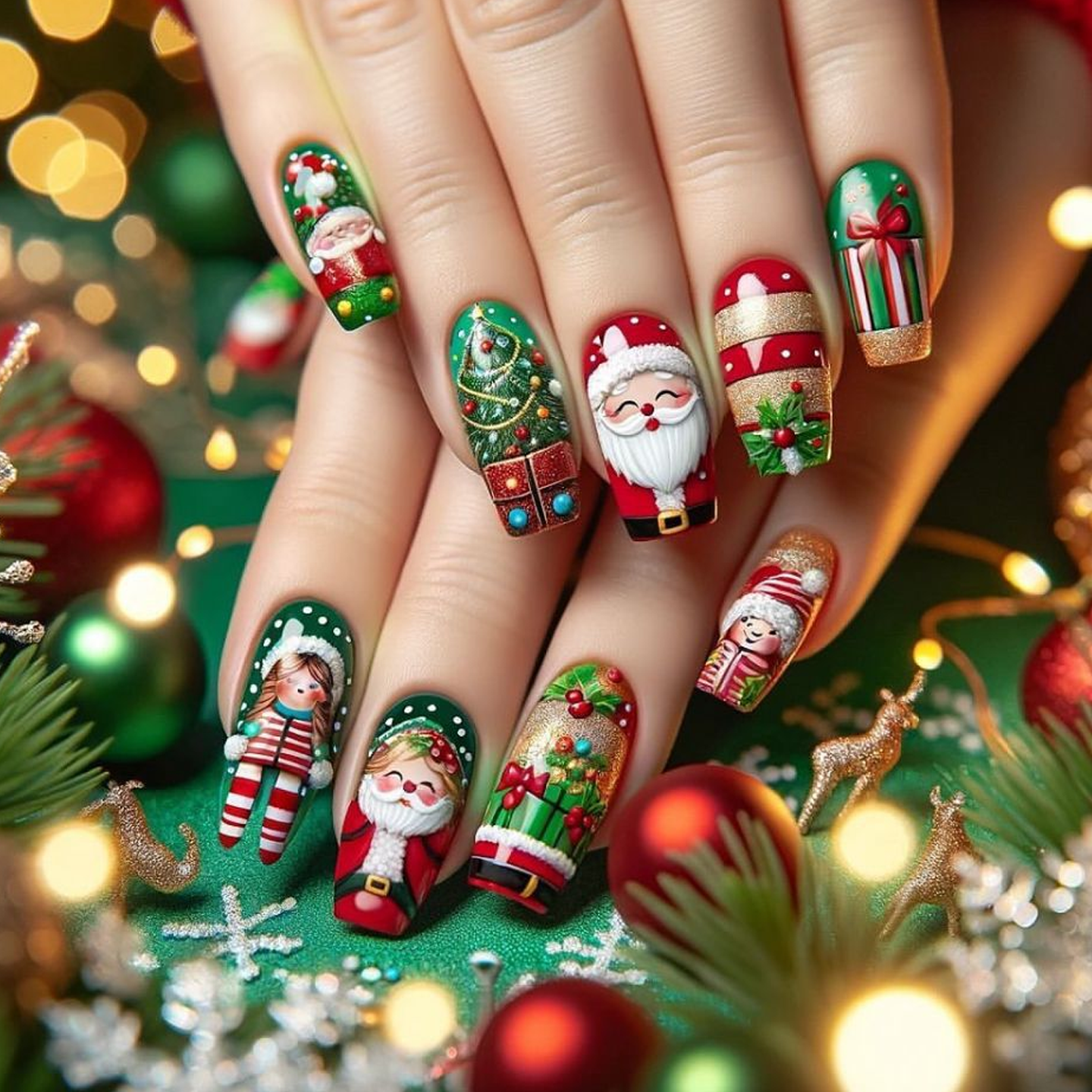 圣诞树老人穿戴甲冬日圣诞节