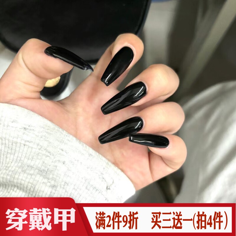 直梯亮黑色穿戴甲跨境外贸欧美风