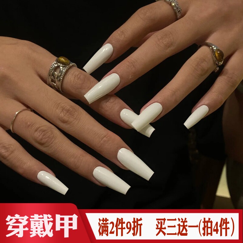 直梯纯白色穿戴甲跨境欧美穿戴甲