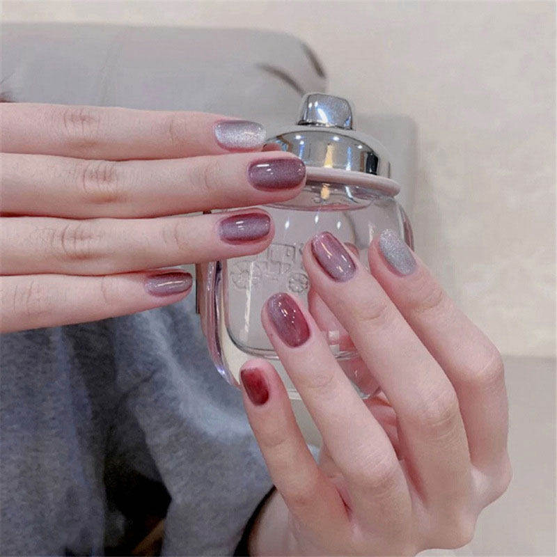 晶石猫眼果冻紫色mini短款指甲片