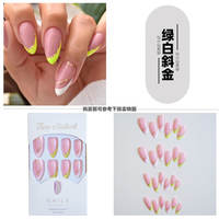 Rose pink star-pointed French pointed-toe wearable nail FakeNail finished product, European and American style hot girl export fake nail patch thumbnail 3