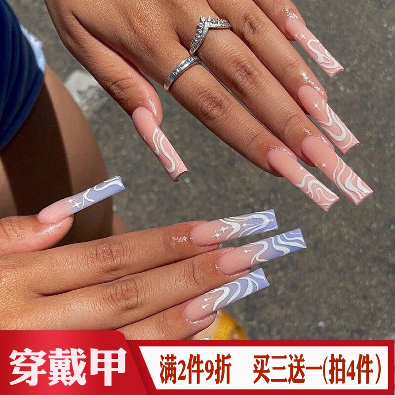 星芒海浪水波纹穿戴甲欧美时尚